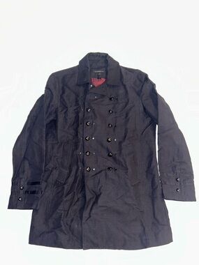 John Varvatos Luxe Mens Double Breasted Military Pea Coat Size M  Cotton Linen